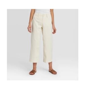 Target A New Day High Rise Wide Leg Cropped Pant - Cream - Size 14